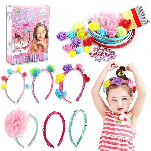 Headbands Craft Set for Girls, Craft Set Children Years & Teenagers, DIY Hair Bands, Children's Birthday Craft Gift for Girls 4 5 6 7 8 9 10 Years, Children's Day, Halloween
