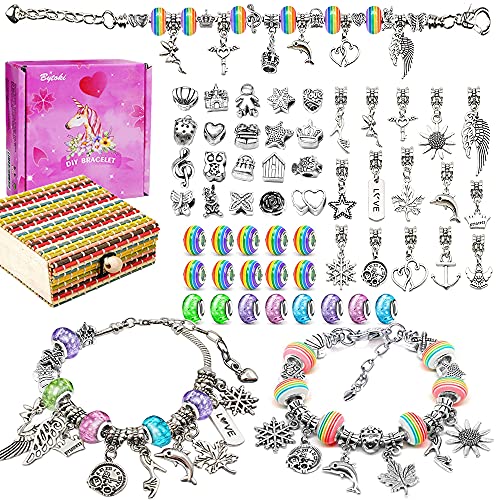 Kids Gift for 6 7 8 9 10 Year Old , Jewellery for Girls Age 9 10 11 12 Kids Arts and Crafts for 5-11Year Girl Birthday Present for 7 8 9 10 Year Old Gifts Charm Bracelet Kit