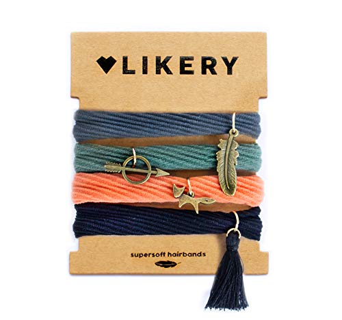 Supersoft hair bands | Bracelets | Gifts for women Children Girls | Hair bands Pendants | Ribbed fabric bracelet with many cute pendants | Color: Grey, Green, Orange, Black (Robin Hood)
