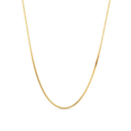 Miore 9ct Yellow Gold Box Chain, Venetian Chain, 45 cm, spring ring closure, Skin Friendly, Handmade, jewellery box included