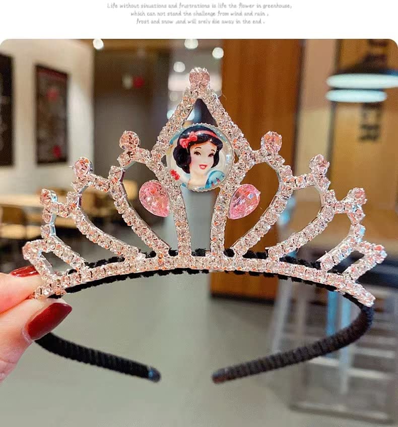 FEIFEI'S BOW Elsa Princess Fancy Dress Up Girls Kids Toddler Crystal Rhinestone Party Tiara Crown Costume Headband with box Gift Set Handmade Hair Accessories (Pink Princess)