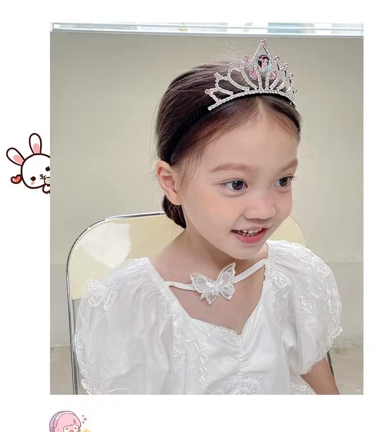 FEIFEI'S BOW Elsa Princess Fancy Dress Up Girls Kids Toddler Crystal Rhinestone Party Tiara Crown Costume Headband with box Gift Set Handmade Hair Accessories (Pink Princess)
