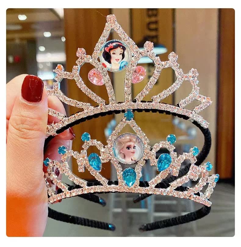 FEIFEI'S BOW Elsa Princess Fancy Dress Up Girls Kids Toddler Crystal Rhinestone Party Tiara Crown Costume Headband with box Gift Set Handmade Hair Accessories (Pink Princess)