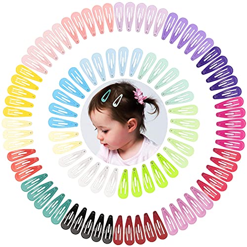 Pack of 100 Baby Hair Clips Girls Hair Clips Small Colourful Mini Baby Hair Clips Children's Jewellery Snap Hair Clips Colourful in 20 Colours Hair Accessory for Children and Women (3 cm)