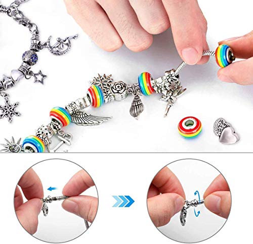 Kids Gift for 6 7 8 9 10 Year Old , Jewellery for Girls Age 9 10 11 12 Kids Arts and Crafts for 5-11Year Girl Birthday Present for 7 8 9 10 Year Old Gifts Charm Bracelet Kit