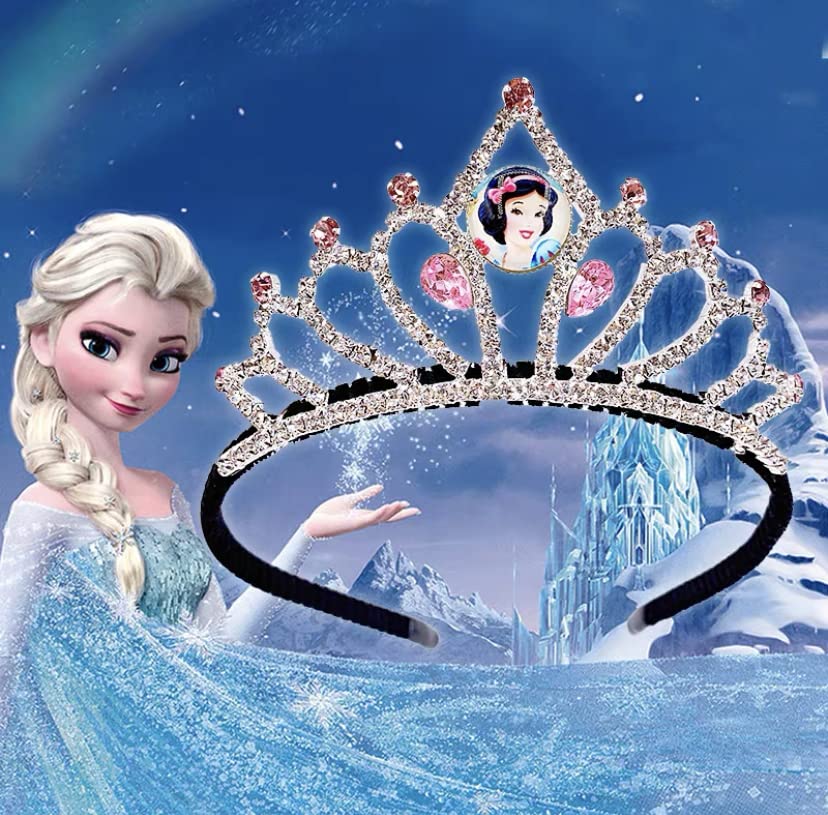 FEIFEI'S BOW Elsa Princess Fancy Dress Up Girls Kids Toddler Crystal Rhinestone Party Tiara Crown Costume Headband with box Gift Set Handmade Hair Accessories (Pink Princess)