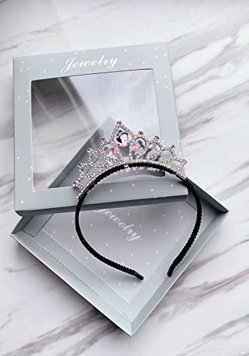 FEIFEI'S BOW Elsa Princess Fancy Dress Up Girls Kids Toddler Crystal Rhinestone Party Tiara Crown Costume Headband with box Gift Set Handmade Hair Accessories (Pink Princess)