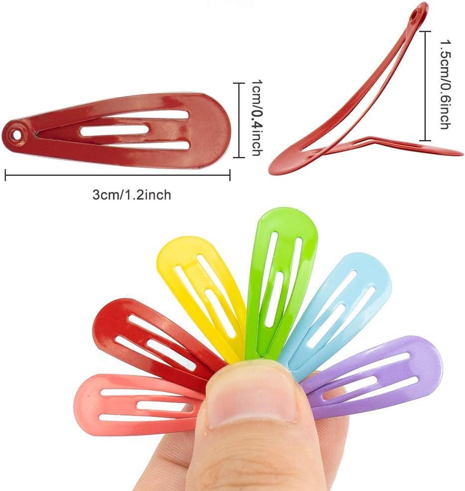 Pack of 100 Baby Hair Clips Girls Hair Clips Small Colourful Mini Baby Hair Clips Children's Jewellery Snap Hair Clips Colourful in 20 Colours Hair Accessory for Children and Women (3 cm)