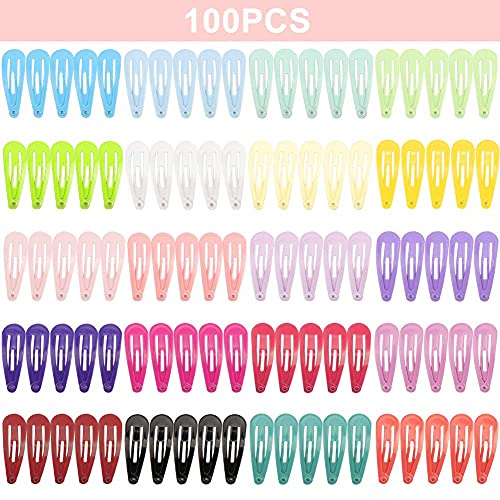 Pack of 100 Baby Hair Clips Girls Hair Clips Small Colourful Mini Baby Hair Clips Children's Jewellery Snap Hair Clips Colourful in 20 Colours Hair Accessory for Children and Women (3 cm)