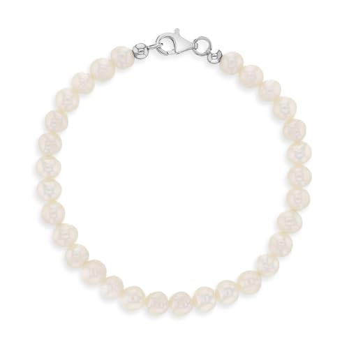925 Sterling Silver White Freshwater Pearl Bracelet for Little Girls & Preteens 6.5" - Elegant Formal Event Jewelry for Children - Delicate Freshwater Pearl Accessories for Girls Communion Outfits