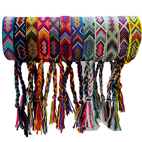 Tangser Woven Friendship Bracelets, [2022 Update]Braided Bracelets String, Adjustable Nepal Bracelet，Mexico Wave Anklet for Best Friends Kids Women Girls Kids Men, Assorted Colorful（12PCS）