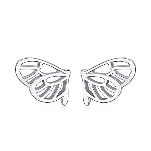 ROMANTICWORK Butterfly Earrings 925 Sterling Silver Butterfly Stud Earrings for Women Girls Hypoallergenic Earrings Birthday Jewelry Gifts