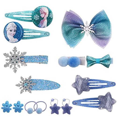 Elsa Hair Accessories, Pack of 15 Frozen Hair Accessories, Frozen Hair Clips, for Children's Day Gift, Children's Exquisite Cartoon Bow for Birthday Gift