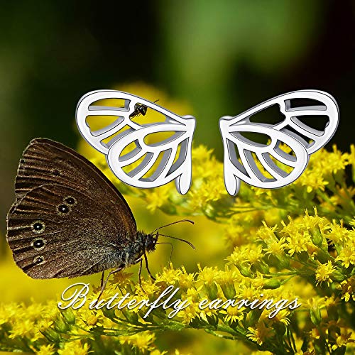 ROMANTICWORK Butterfly Earrings 925 Sterling Silver Butterfly Stud Earrings for Women Girls Hypoallergenic Earrings Birthday Jewelry Gifts
