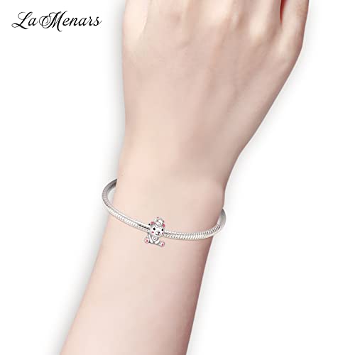 LaMenars Mammy and Baby Bear Charm 925 Sterling Silver Beads for Bracelets, Halloween Birthday Jewelry Gifts Women Girls