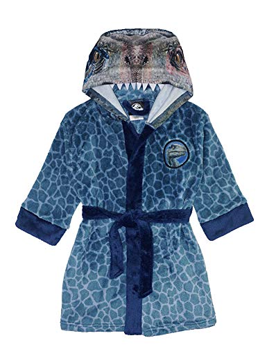 Jurassic World Dinosaur Boys Blue Raptor Fleece Robe (8, Blue)
