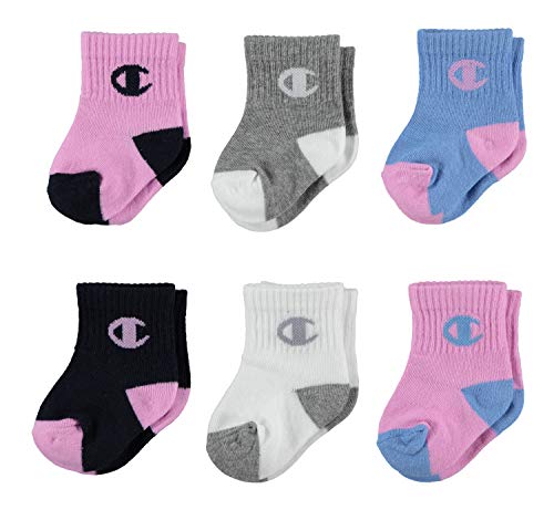 Champion Kids' Toddler Brand Infant Quarter Socks, Paper Orchid, 6-12