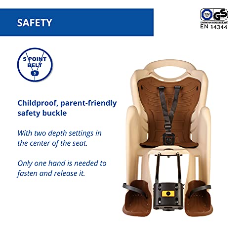 Mr Fox- Rear seat for Bicycle - for children up to 22 kg, from 3 to 8 years old - can be fixed to frame - Beige
