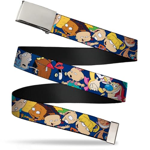 Nickelodeon Kids' Buckle-Down Web Belt Nick 90's Rewind 1.0", Multicolor, Wide-Fits Size 20 US