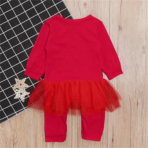 FANCYINN Baby Girl Long Sleeve Romper Toddler Infant Tulle Winter Dresses Jumpsuit with Belt