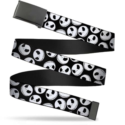Buckle-Down Kids Web Belt Nightmare Before Christmas 1.0", NBC Jack Expressions Scattered Black/White, Wide-Fits Size 20 US