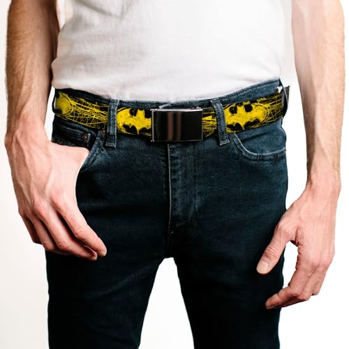 Batman DC Comics Superhero Yellow Sketch Logos Web Belt Chrome
