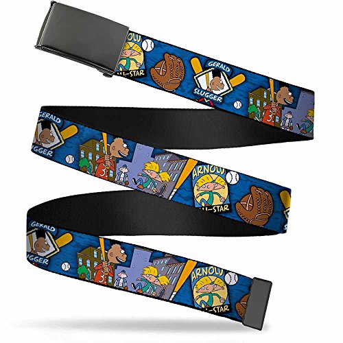 Nickelodeon Kids' Buckle-Down Web Belt Hey, Arnold All-Star/Gerald Slugger Baseball Poses Blue, 1.0" Wide-Fits Size 20 US