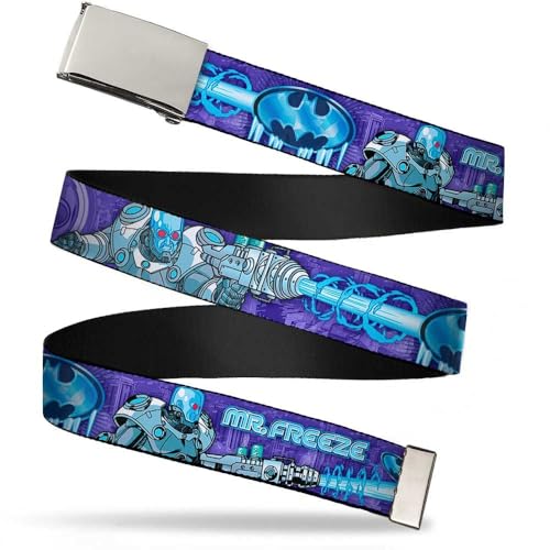 Buckle-Down Kids Web Belt Batman Mr. Freeze 1.0", Multicolor, Wide-Fits Size 20 US