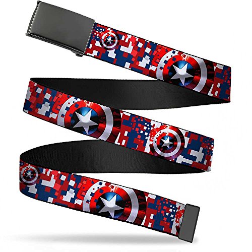 Buckle-Down Kids Web Belt Captain America 1.0", Multicolor, Wide-Fits Size 20 US