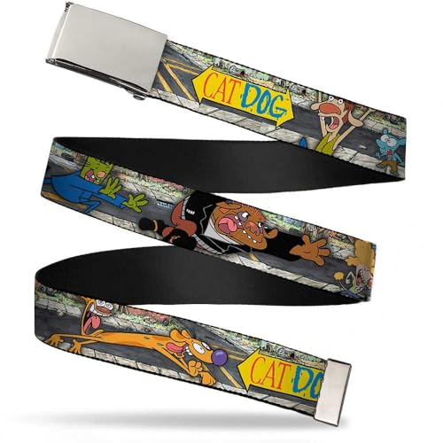 Nickelodeon Kids' Buckle-Down Web Belt, Catdog Characters Running, 1.0" Wide-Fits Size 20 US