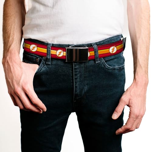 Buckle-Down Kids Web Belt The Flash, Multicolor, 1.0" Wide-Fits Size 20 US