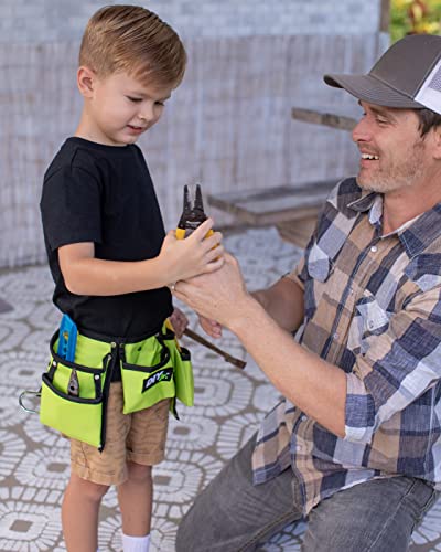 My First Tool Belt Green by DIYjr - Real Tool Belt for Kids Sturdy Tool Apron for Children Construction Childs Toolbelt Adjustable Boys and Girls Junior Carpenter Set