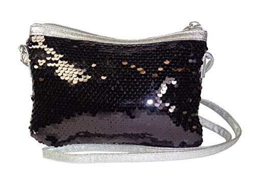 Childrens black and silver reversible sequin sparkly over the body bag