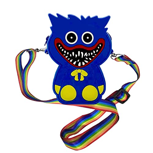 RHYII Huggy Wuggy Kids Purse Cartoon Bobbi Poppy Playtime Silicone Shoulder Bag for Coin Purse Children's Adjustable Strap for Kids Gift Birthday Present Baby (Blue)