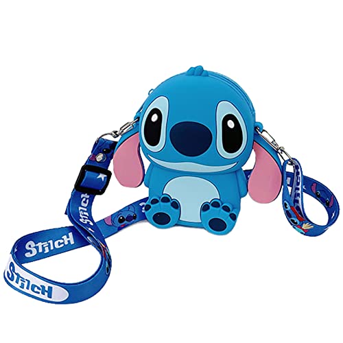 Stitch Purse Wopin Silicone Shoulder Bag for Children's,Cartoon Bags for Children's Kindergarten,Cartoon Stitch Crossbody Bag Adjustable Strap,Disney-Stitch Crossbody Bag Birthday Gift
