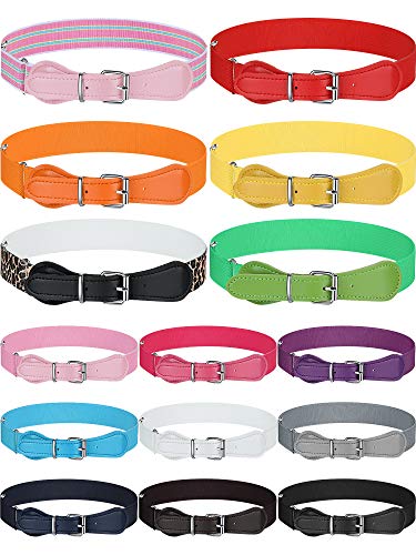 15 Pieces Kids Adjustable Elastic Belt Kids Toddler Belts Pin Buckle Belts for Girls
