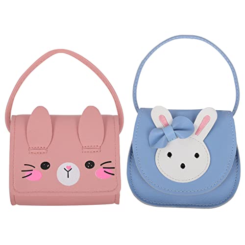 Girls Handbag 2pcs Bunny Cat Purse Bags for Girls Cartoon Animal Toddler Purse PU Leather Shoulder Bag for Kids Toddler Little Girls