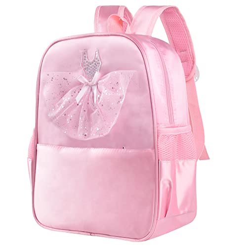 besbomig Girls Ballet Dance Bag Pink Ballerina Shoulder Bag Children Schoolbag Princess Backpack for Kids Toddler Students Dancing Sports Gymnastic Travel Kindergarten Back to School