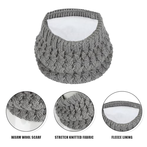 3 Pieces Kids Winter Hat Gloves Scarf Set, Kids Knit Thick Scarf Warm Knitted Beanie Hat Scarf Set Thermal Soft Thick Scarf Hat Snow Gloves Set for Girls Boys Children 1-6 Year Old (Grey)