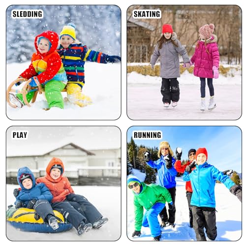 3 Pieces Kids Winter Hat Gloves Scarf Set, Kids Knit Thick Scarf Warm Knitted Beanie Hat Scarf Set Thermal Soft Thick Scarf Hat Snow Gloves Set for Girls Boys Children 1-6 Year Old (Grey)