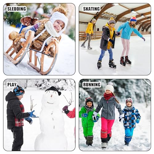 3 Pieces Kids Hat Scarf Gloves Set Thermal Knitted Hat Scarf and Gloves Set Kids with Double Layer Fleece Lining Two Fingers Touch Screen Gloves Set for Children Outdoor Boy Girl (Pink)