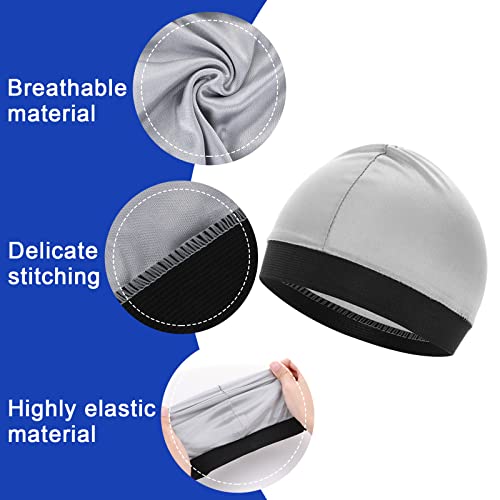 4 Pieces Wave Cap Kid, Children's Satin Wave Cap for Boys and Girls Beanie Cap Football Cap Sports Wicking Cap Running Hat Elastic Caps