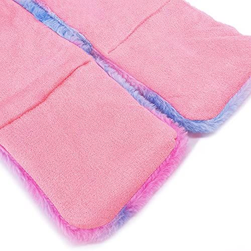 Girls Unicorn Hat, Plush Winter Hat for Kids Soft Plush Hat and Gloves(Pink and Sky Blue, One Size)