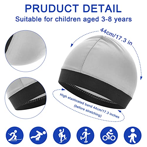 4 Pieces Wave Cap Kid, Children's Satin Wave Cap for Boys and Girls Beanie Cap Football Cap Sports Wicking Cap Running Hat Elastic Caps