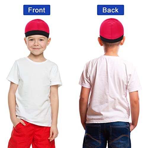 4 Pieces Wave Cap Kid, Children's Satin Wave Cap for Boys and Girls Beanie Cap Football Cap Sports Wicking Cap Running Hat Elastic Caps