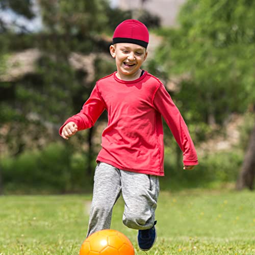 4 Pieces Wave Cap Kid, Children's Satin Wave Cap for Boys and Girls Beanie Cap Football Cap Sports Wicking Cap Running Hat Elastic Caps