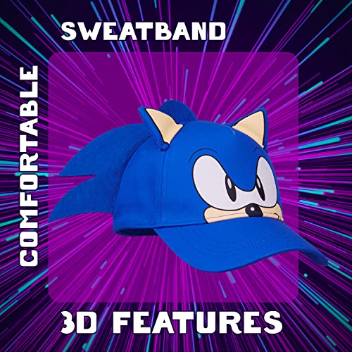 Sonic The Hedgehog 3D Baseball Cap for Boys Summer Holiday Accessories Blue One Size Adjustable Strap Boys Hat Lightweight Breathable Sun Hat Gamer Gifts for Boys