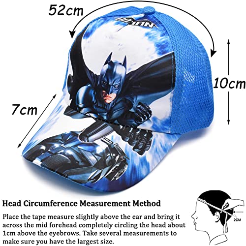 Tomicy Children's Summer Baseball Caps 2pcs Kids Cartoon Peaked Cap Cartoon Design One Size Baseball Cap for Boys Girls Adjustable Kids Trucker Hats with Velcro Fastening(Red/Blue)