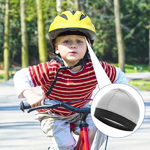 4 Pieces Wave Cap Kid, Children's Satin Wave Cap for Boys and Girls Beanie Cap Football Cap Sports Wicking Cap Running Hat Elastic Caps