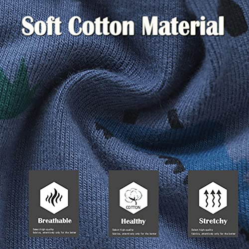 FUYAO Baby Kids Cotton Hat and Tube Scarf Set Children Toddler Spring Autumn Winter Warm Beanie Cap Scarves for Boys and Girls (Dinosaur Navy Blue, 3-6 Years)